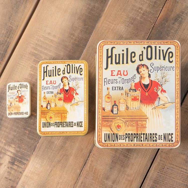 Жестяная коробка Оливковое масло, M Huile D'Olive Metal Box Medium