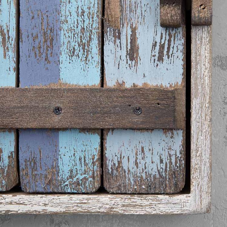 Деревянная ключница с 8-ю крючками и белой патиной Wooden Keybox With 8 Hooks White Patina