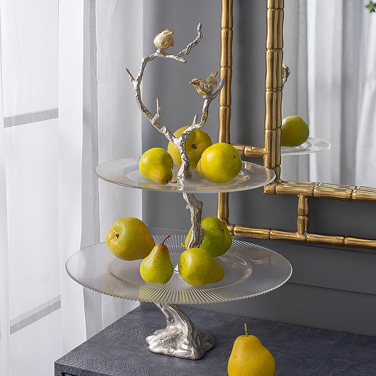 Двухуровневая сервировочная подставка с птицами Atelier 2 Tier Plates Clear