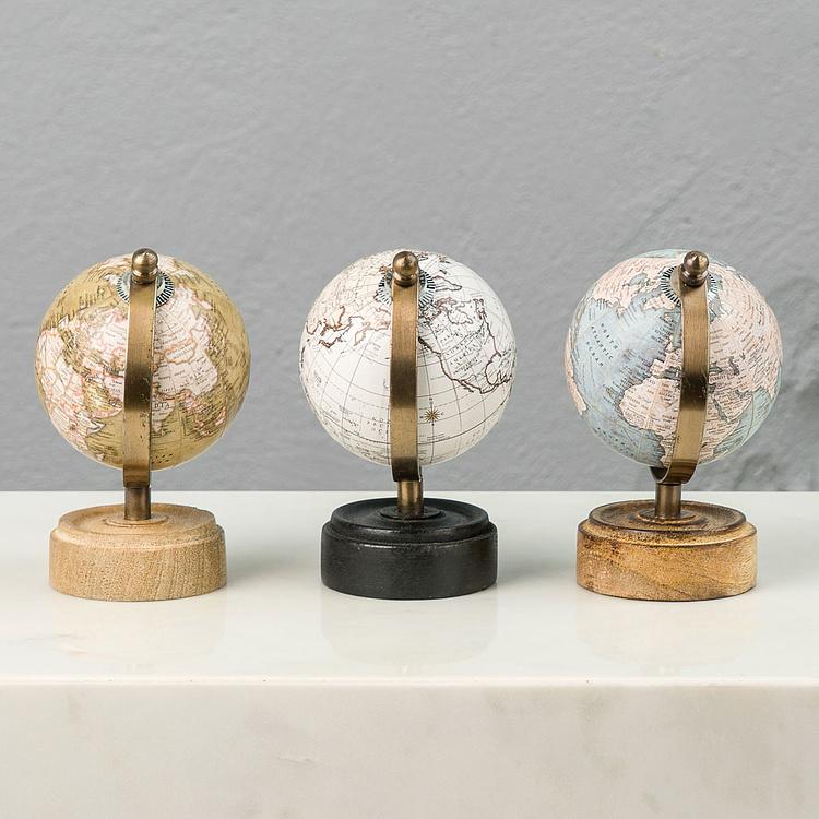 Набор из трёх винтажных глобусов, S Set Of 3 Vintage Globes Small