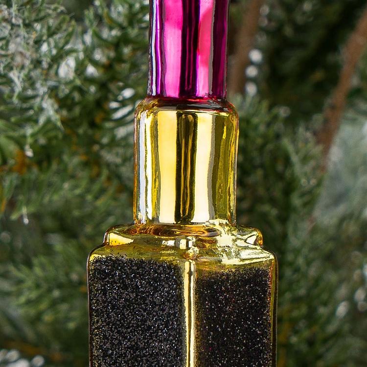 Набор из двух ёлочных игрушек Губные помады Set Of 2 Glass Lipsticks Gold Pink Black 11 cm