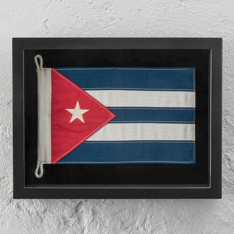 Флаг Кубы за стеклом в раме, мини Shadow Box Flag Cuba Mini