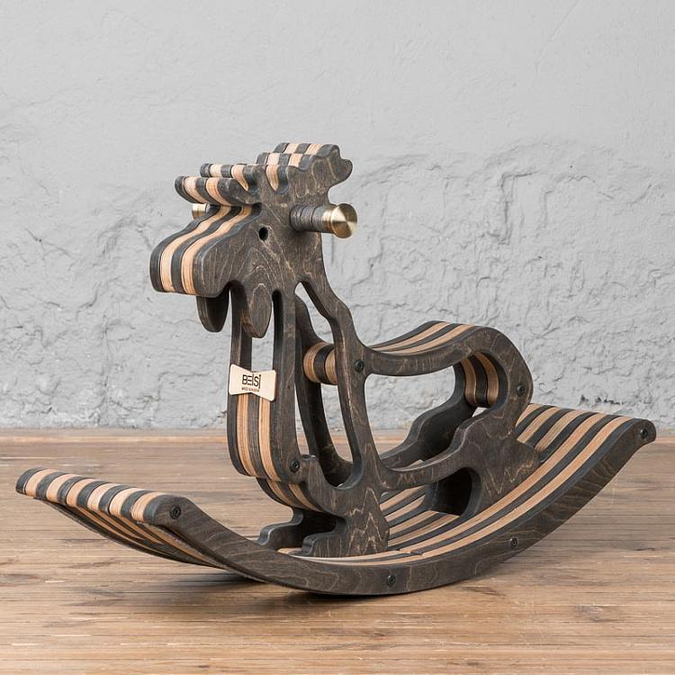 Тёмная детская качалка Лось Elk Rocking Chair Dark Oil