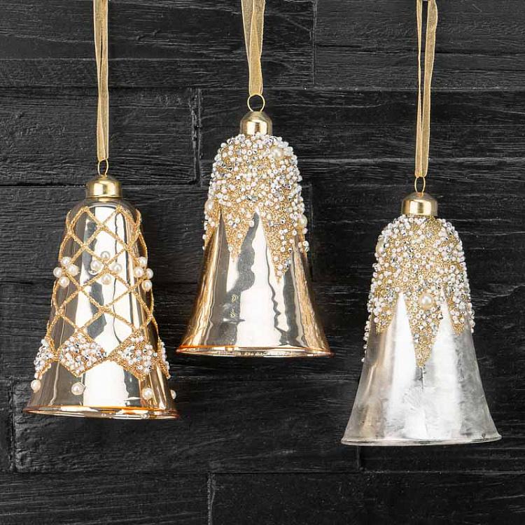 Набор из трёх ёлочных игрушек Стеклянные колокольчики 1 Set Of 3 Glass Bells 1 12 cm