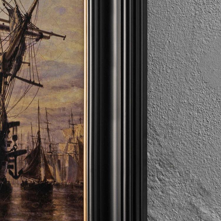 Картина-олеография в чёрной с золотом раме Деревянные стены Англии Englands Wooden Walls, ANTB Frame