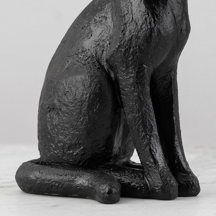 Статуэтка Чёрный кот сидящий Cat Figurine Shiny Black Patina