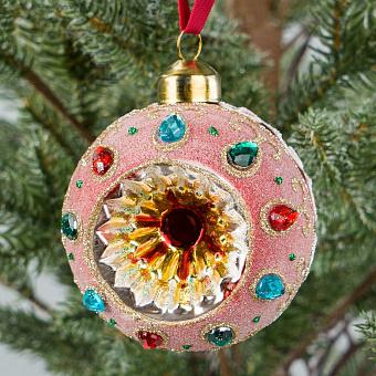 Colored Rhinestones Ball Red With Window 8 cm