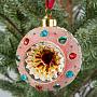 Ёлочная игрушка Colored Rhinestones Ball Red With Window 8 cm