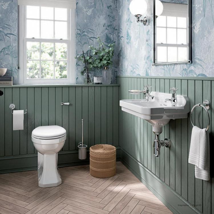 Настенный белый держатель с ёршиком в подставке цвета хром Brush Holder Chrome