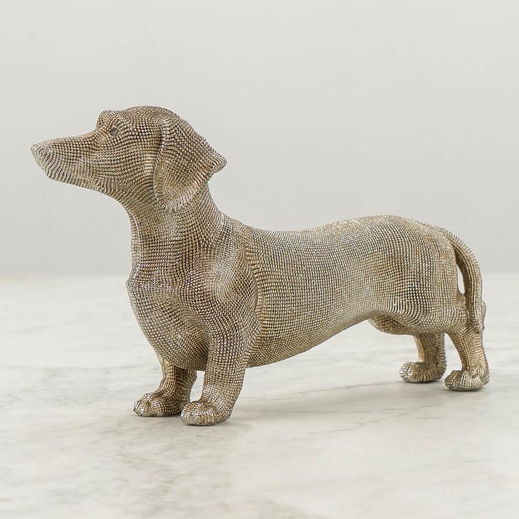 Статуэтка со стразами Такса Dachshund Figure With Rhinestones Silver