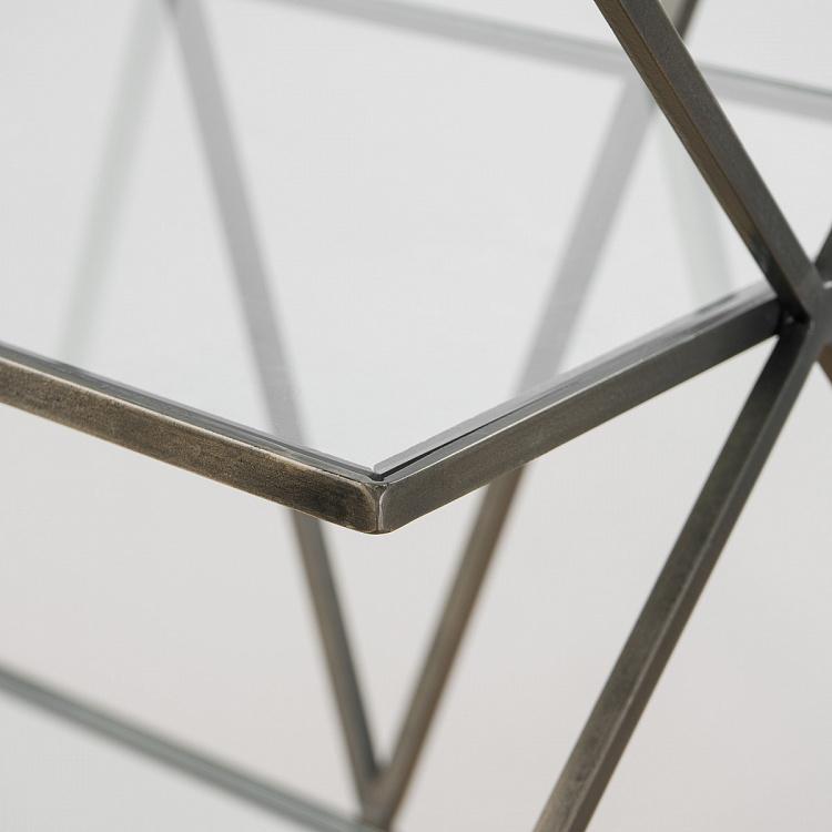 Железный стеллаж со стеклянными полками Зигзаг Iron Shelf Zig Zag Metal And Glass