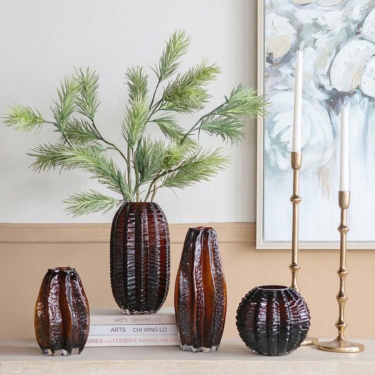 Ваза янтарного цвета Кактус, L Cactus Shape Amber Glass Vase Large