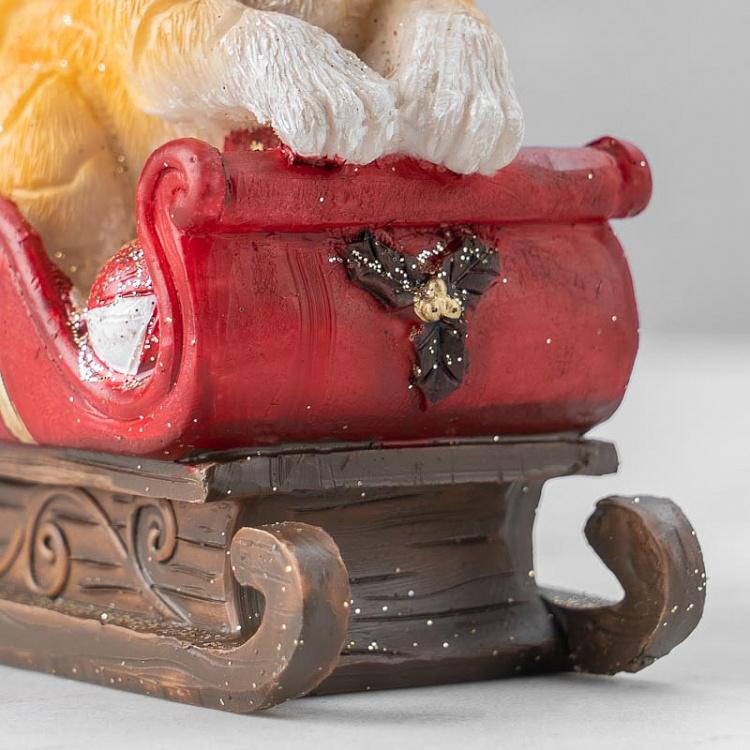 Новогодняя фигурка Рождественский тигр в санях Xmas Tiger In Sleigh Red/Orange/Green