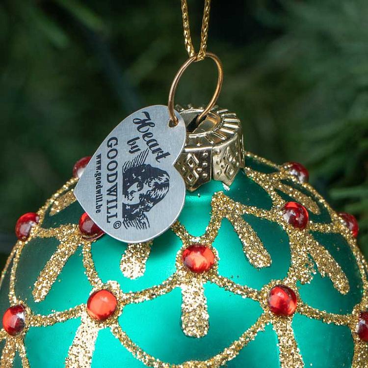 Набор из двух ёлочных игрушек-шкатулок Красное и зелёное яйцо Set Of 2 Glass Jewel Egg Boxes Red/Green 11 cm