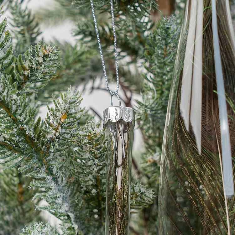 Набор из трёх ёлочных игрушек с пером павлина внутри Set Of 3 Glass Peacock Plume Icicle Drop 30 cm