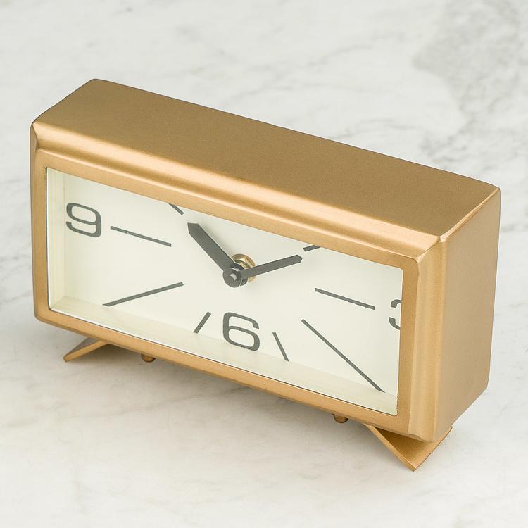 Прямоугольные настольные часы латунного цвета в винтажном стиле Rectangular Brass Patina Clock