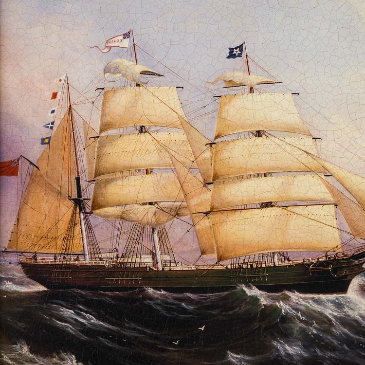 Картина-олеография в чёрно-золотой раме Мореплавание 1 Shipping Scene 1, ANTB Frame