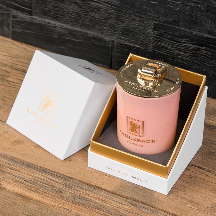 Аромасвеча в розовом стакане с золотой крышкой Кактус Aroma Candle In Pink Glass With Gold Lid Cactus