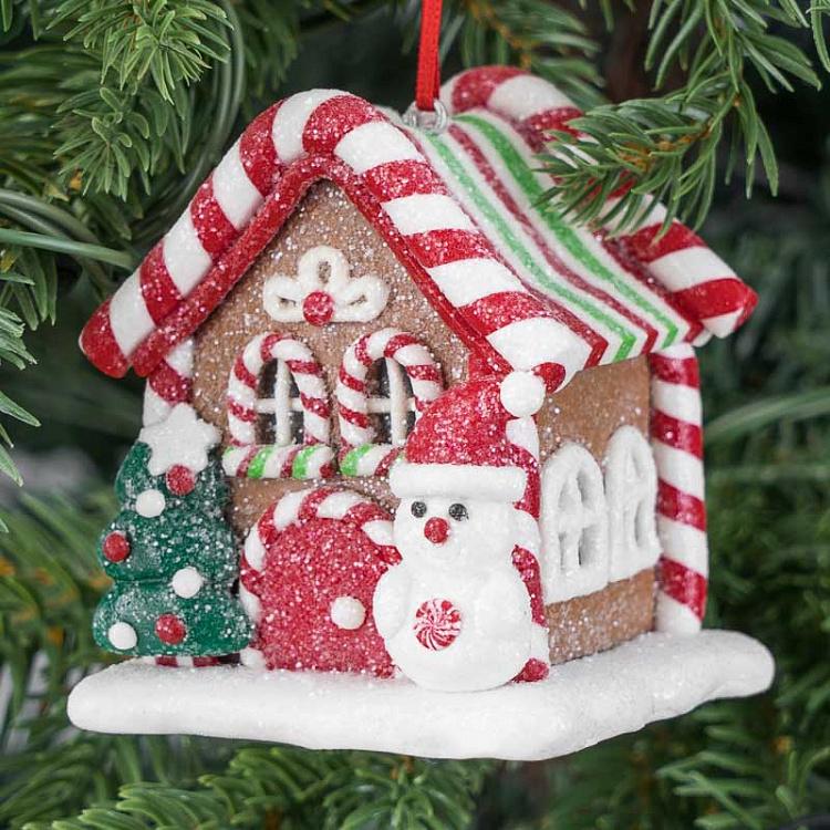 Ёлочная игрушка с led-подсветкой Пряничный домик Gingerbread House Led Light 7 cm