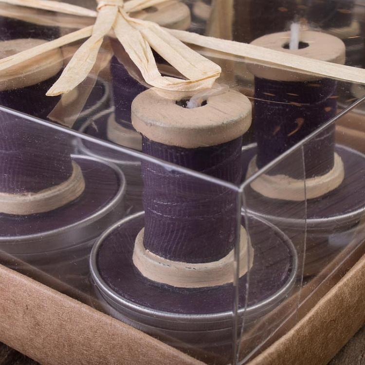 Набор из шести свечей Фиолетовые ленточные катушки Set Of 6 Bougies Faсon Bobines De Ruban Violet