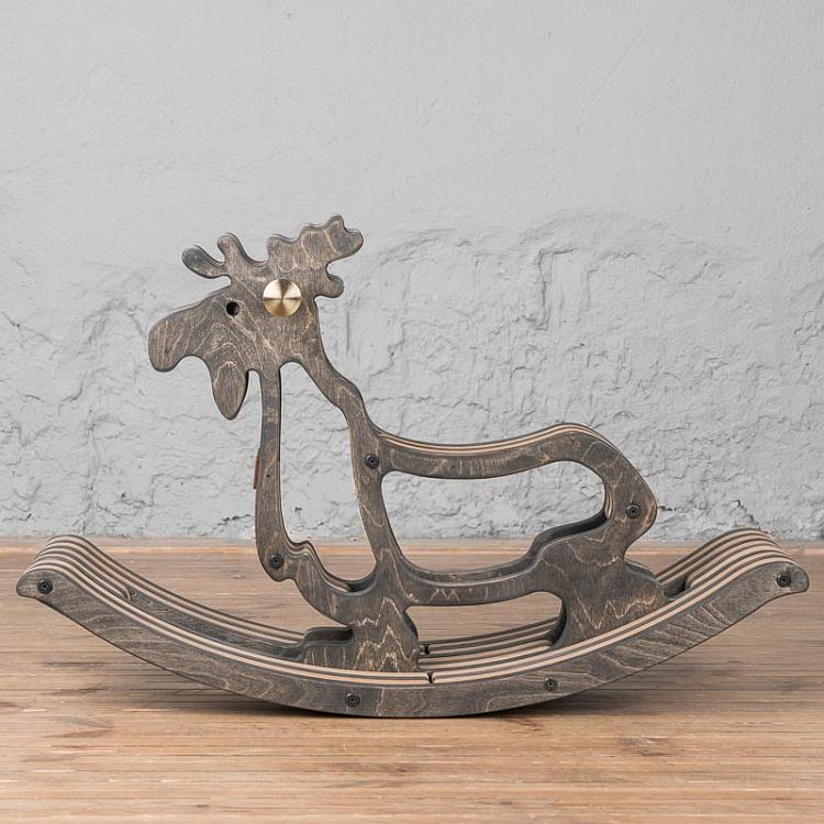 Тёмная детская качалка Лось Elk Rocking Chair Dark Oil