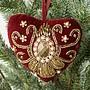 Ёлочная игрушка Bead Ornament Velvet Heart Red 10 cm