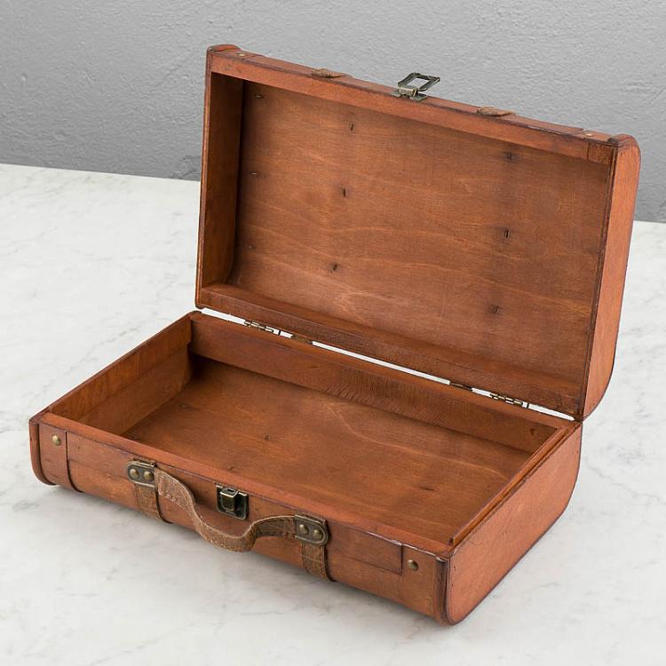 Набор из двух декоративных чемоданов из экокожи Set Of 2 Wood Suitcase Boxes Brown