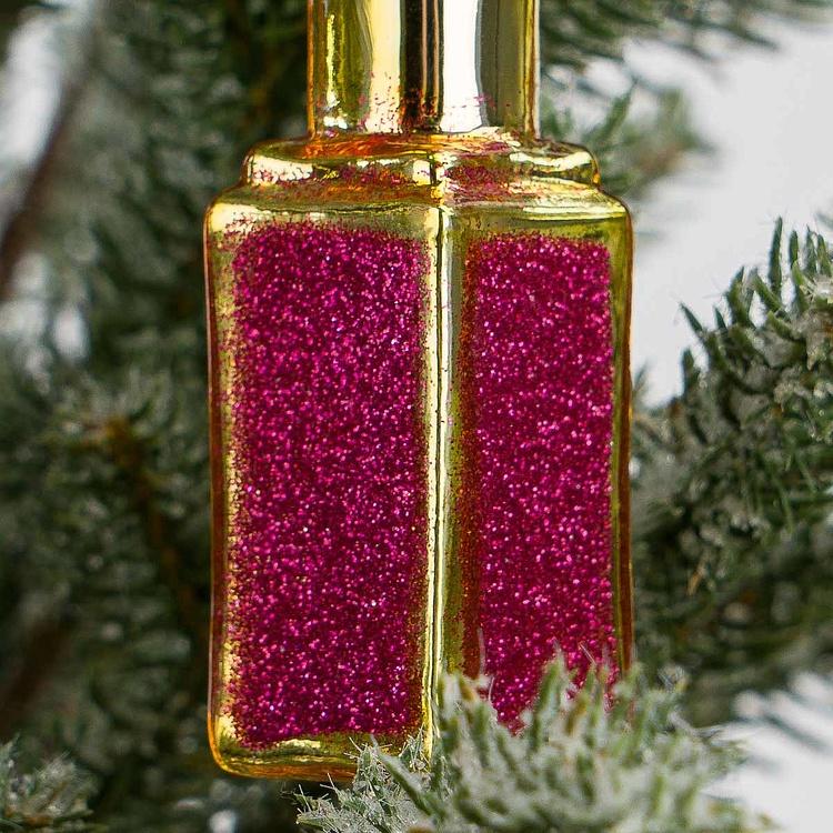 Набор из двух ёлочных игрушек Губные помады Set Of 2 Glass Lipsticks Gold Pink Black 11 cm