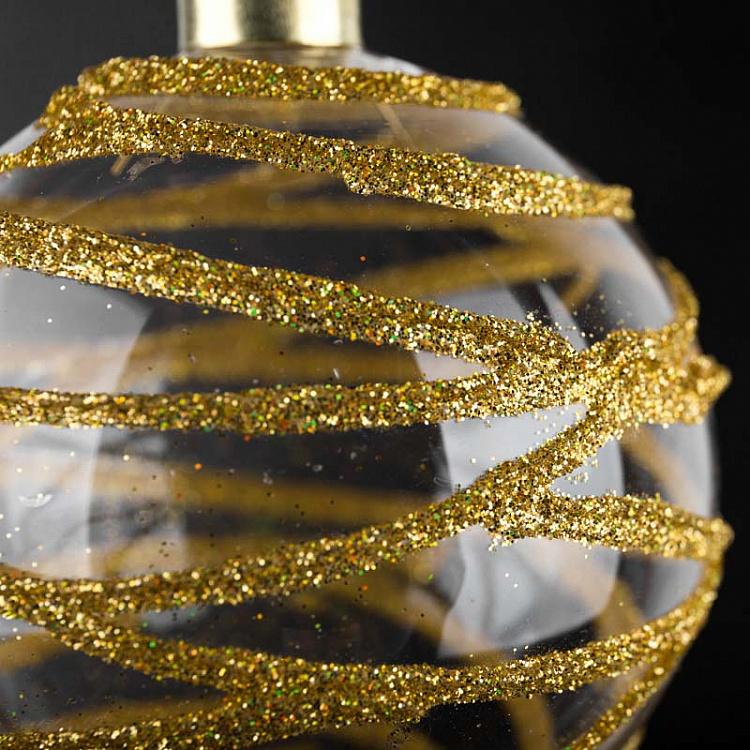 Ёлочный шар с золотыми полосками, S Ball With Golden Stripes 8 cm