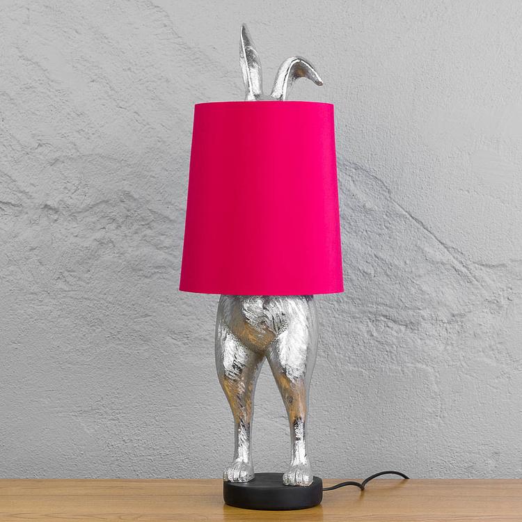 Настольная лампа Робкий кролик с розовым абажуром Table Lamp Hiding Bunny Pink