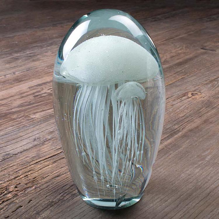 Пресс-папье Три белые медузы Glass Paperweight With 3 White Jellyfish
