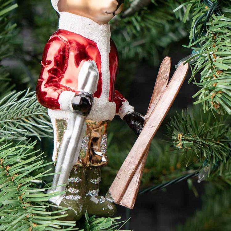 Ёлочная игрушка Олень с лыжами 2 Glass Hanger Ski Elk 2 18 cm