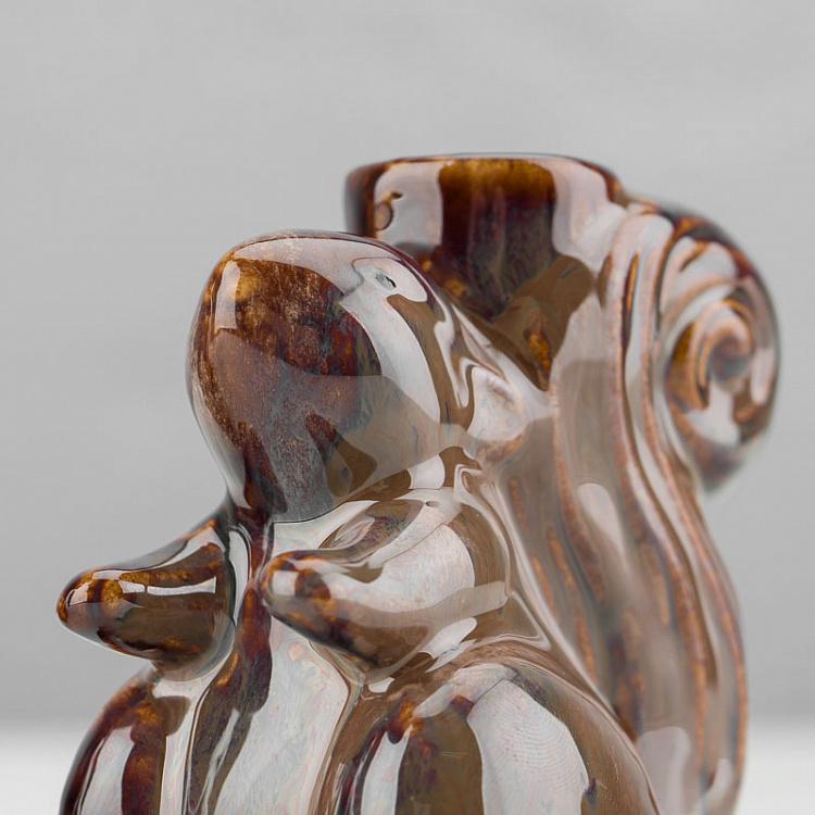 Набор из двух керамических подсвечников Белки Set Of 2 Stoneware Squirrel Candle Holder Brown