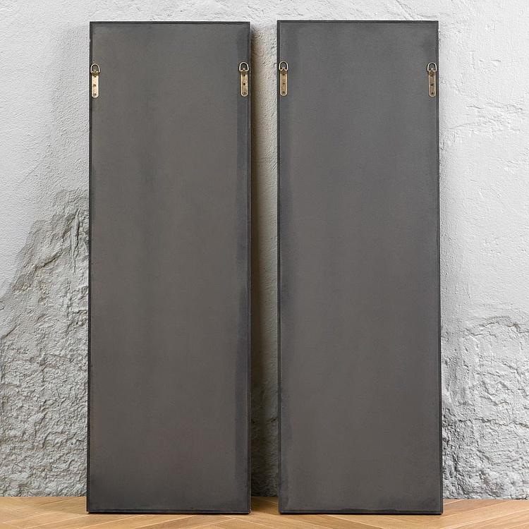 Набор из двух зеркальных декоративных панелей с золотистыми узорами в антикварном стиле Set Of 2 Mirror Wall Decor Gold