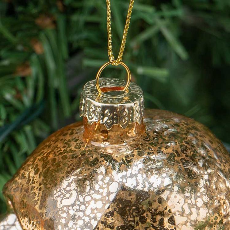 Набор из двух ёлочных игрушек Черепа цвета винтажного золота и шампань Set Of 2 Glass Antic Skull Gold/Champagne 9 cm