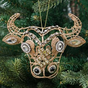 Wire Jewel Bull Head Champagne/Clear 13 cm