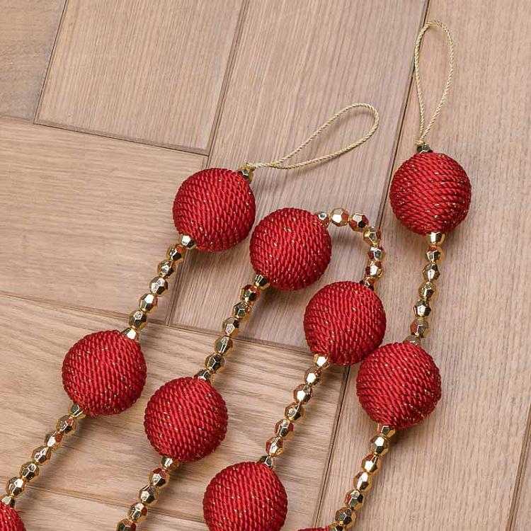 Гирлянда с золотыми бусинами и красными шарами Gold Beads With Red Balls 180 cm