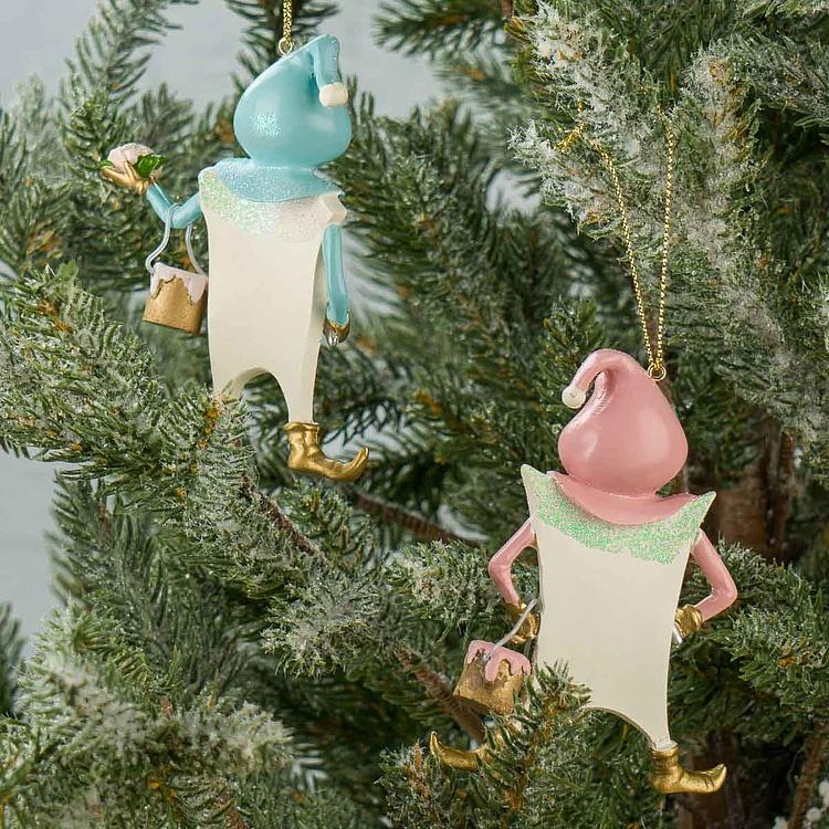 Набор из двух ёлочных игрушек Игроки в карты Set Of 2 Playing Card Men Pink Blue 10 cm