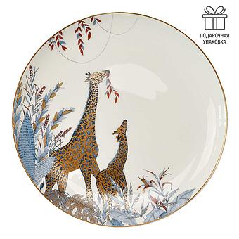Africa Dinner Plate Giraffes White