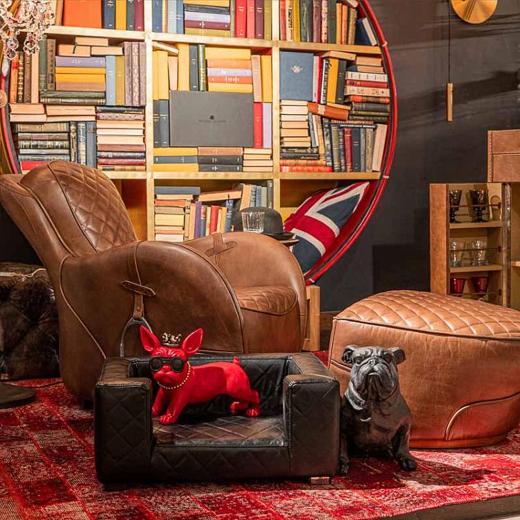 Чёрный диван для собак/кошек Эдоардо с прострочкой Бентли, S Edoardo Sofa Small, Faux Leather Black