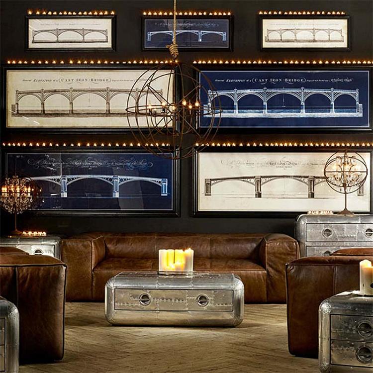 Картина-принт Лондонский мост с синим фоном, S Architectural London Bridge Blue Print Small