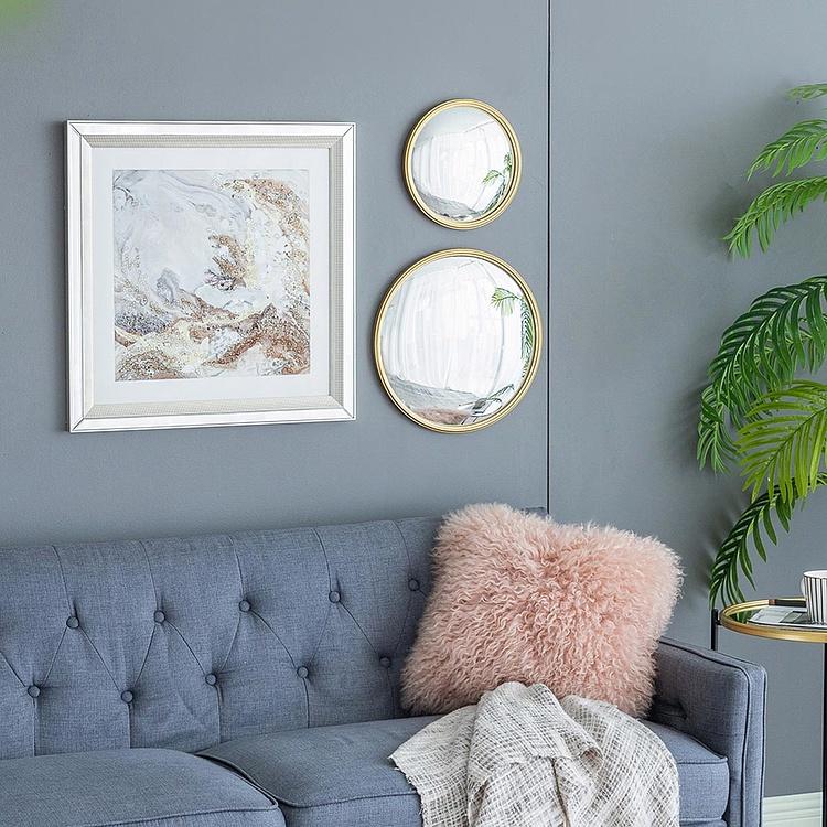 Круглое выпуклое зеркало в золотистой раме, S Gold Frame Convex Mirror Small