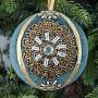 Ёлочная игрушка Gold Beaded Ornament Ball Blue 10 cm