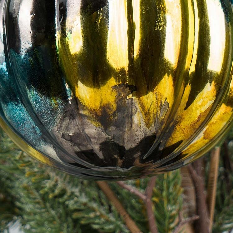 Ёлочная игрушка Шар алхимика, L Metal Base Ball Mercury Blue 12 cm