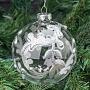 Ёлочная игрушка Glass Acanthus Swirl Leaf Ball Clear/Silver 10 cm