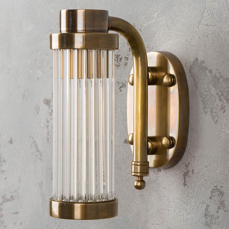 Бра из латуни со стеклянными стержнями Ватсон Watson Wall Lamp Brass Patina And Glass Tubes