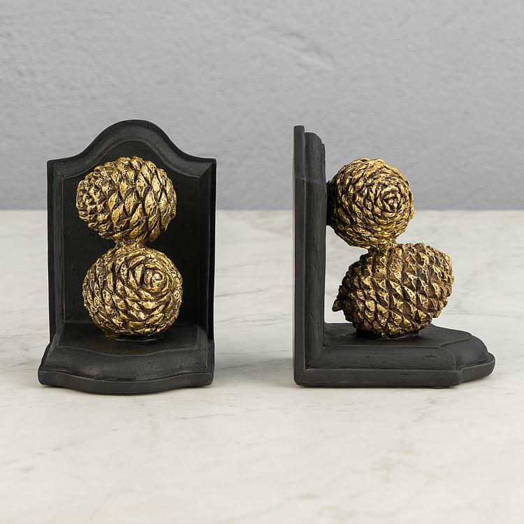Набор из двух держателей для книг Сосновые шишки Bookends Pinecones