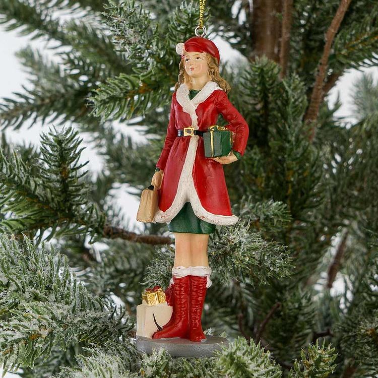 Набор из двух ёлочных игрушек Семейная пара с покупками Set Of 2 Xmas Shopping Couple 12,5 cm