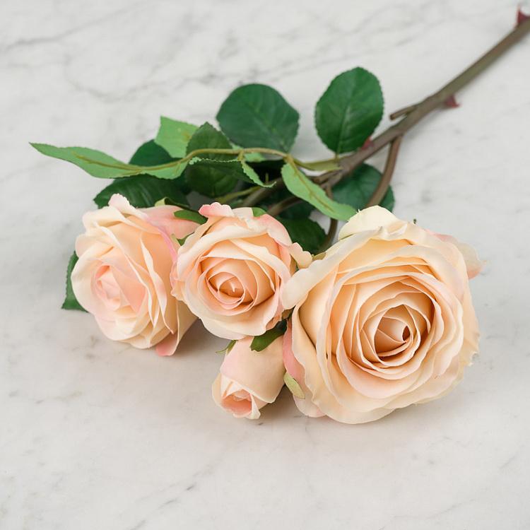 Искусственная роза Флорибунда светло-розовая Floribunda Rose Branch Light Pink 60 cm