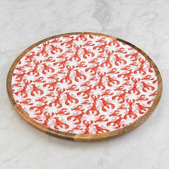 Lobsters Mango Wood Round Serving Plate Large